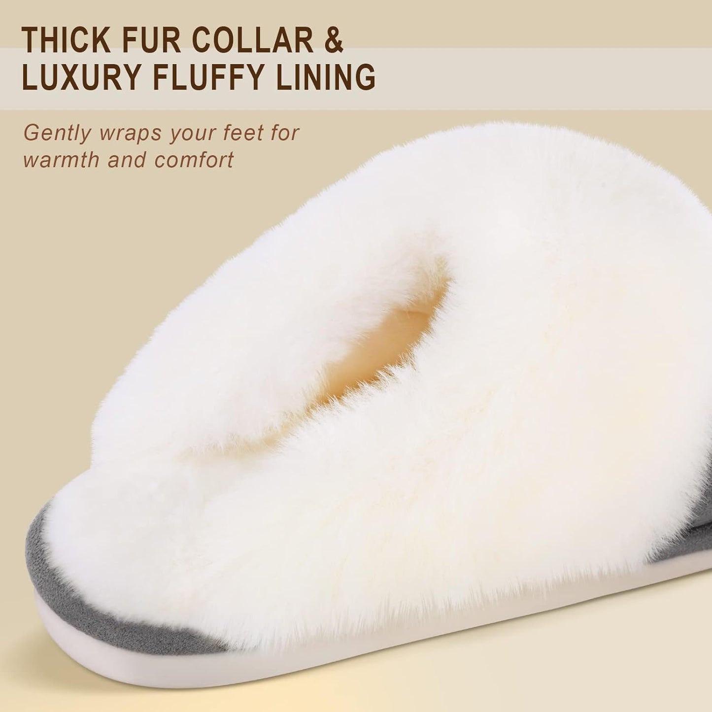 Women'S Memory Foam House Slippers, Non-Slip Indoor/Outdoor | Cloud-Like Comfort for Hard Floors, Ultra-Soft Faux Fur Machine Washable House Shoes for Winter